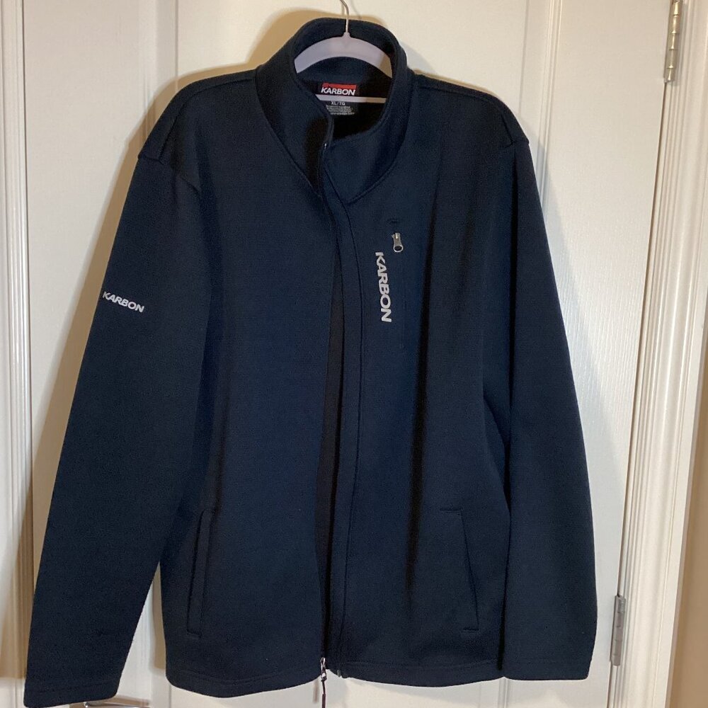 KARBON Men's Warm Jacket Size XL Full Front Zip Ski Skiing Navy Blue